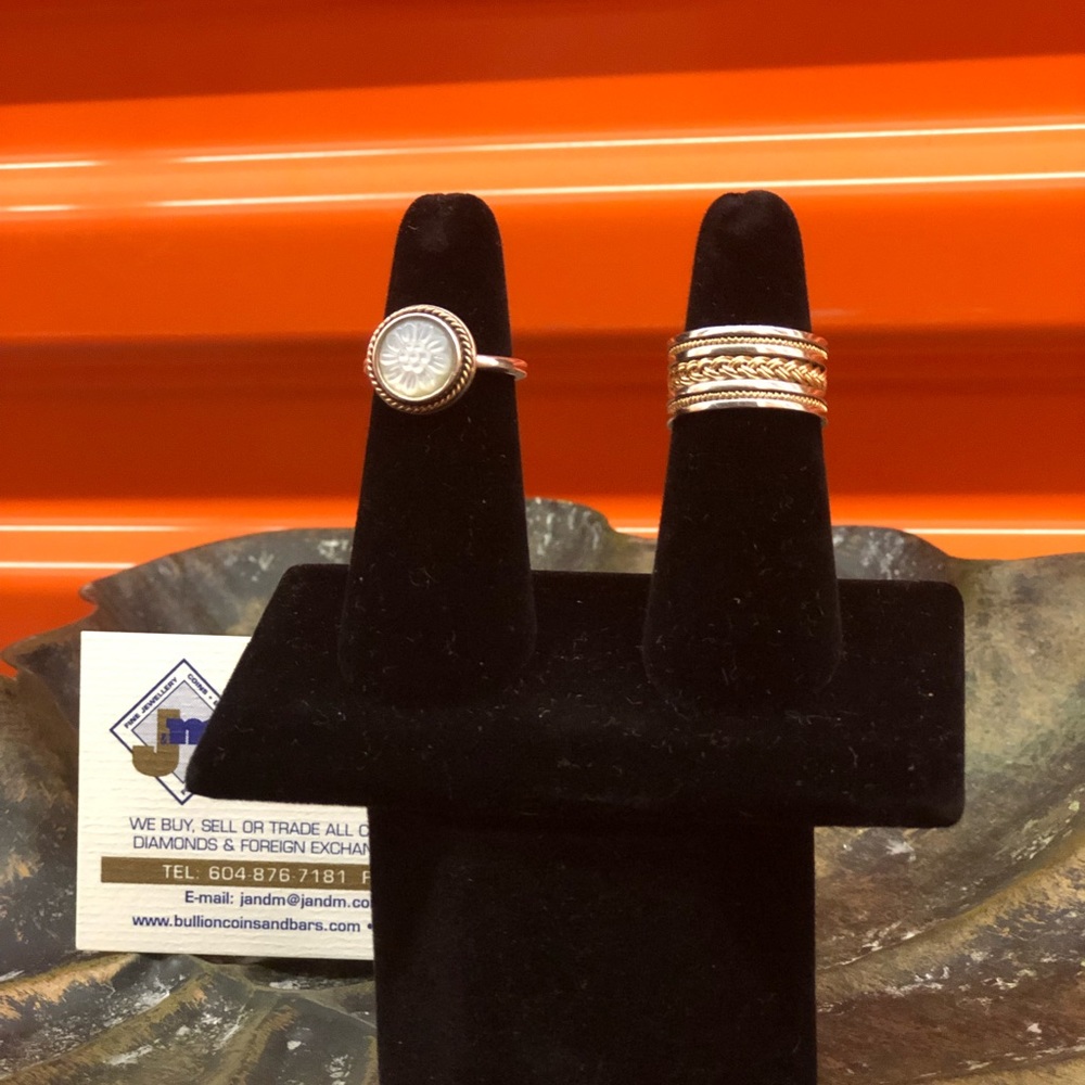 14k gold braided ring. Pandora Daisy 14k Mother of Pearl ring.